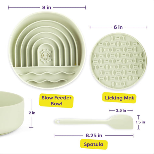 Hertzko Silicone Slow Feeder Dog Bowl Set - Bowl, Lick Mat, Spatula - Silicone Slow Feeder Dog Bowls - Dog Slow Feeder - Slow Feeder Cat Bowl - Ca...