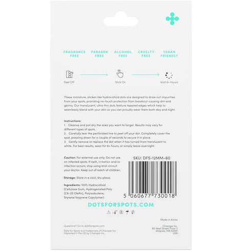 Dots for Spots Pimple Patches for Face - Pack of 60 Hydrocolloid Blemish Patch - Invisible Zit Stickers Treatment for Face and Body - Mighty, Fast...