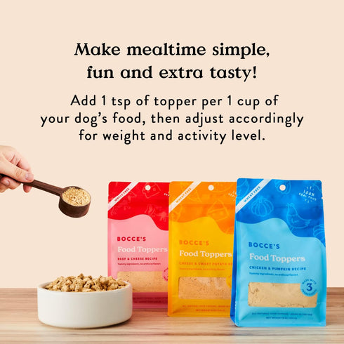 Bocce's Bakery Beef & Cheese Dog Food Toppers – All-Natural, Wheat-Free Dog Food Topper Made with Real Ingredients, Baked in The USA, 8 oz...