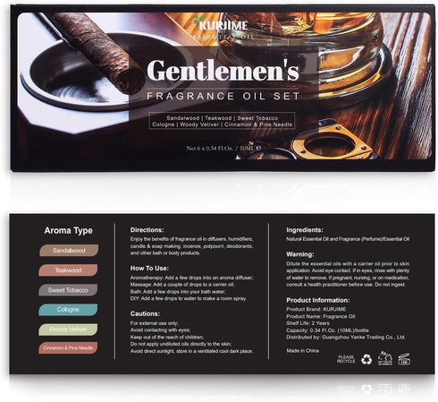 Essential Oils Set, Men Scents Fragrance Oil Essential Oils for Diffuser | Sandalwood, Teakwood, Sweet Tobacco, Cinnamon & Pine Needle, Woody Veti...