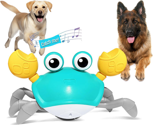HONGID Crawling Crab Dog Toys,Escaping Crab Dog Toy with Obstacle Avoidance Sensor,Interactive Dog Toys with Music Sounds & Lights for Dogs Cats P...