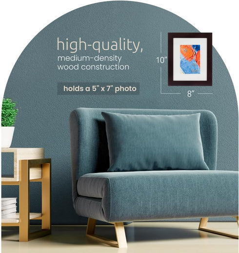 Kiera Grace Classic Langford Wooden Picture Frame, 8" x 10", Dark Brown...