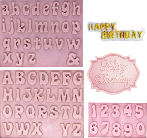 Letter Chocolate Molds, 5 Pack Fondant Letter Silicone Happy Birthday Mold for Cake Decoration Chocolate Covered Strawberries Cupcake Anniversary ...