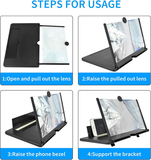 14 inch Screen Magnifier for Cell phone 3D Magnifier Screen Enlarger for Movies,Videos,Reading,Gaming-Screen Amplifie with Foldable Phone Stand Ho...