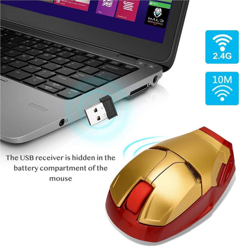 Wireless Mouse Ergonomic 2.4 G Portable Mobile Computer Click Silent Mouse Optical Mice with USB Receiver for Notebook PC Laptop Computer (Gold)...