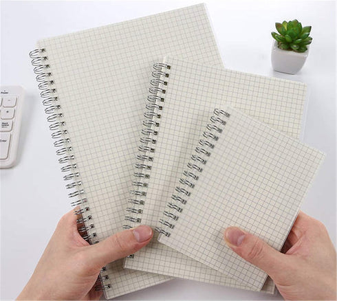 Yansanido 2 Pcs A6 Clear Graph Paper Hardcover Spiral Notebooks Journals Planner 5.7 Inch x 4.1 Inch 160 Pages (80 Sheets) Thick Paper (Grid 2 Pcs...
