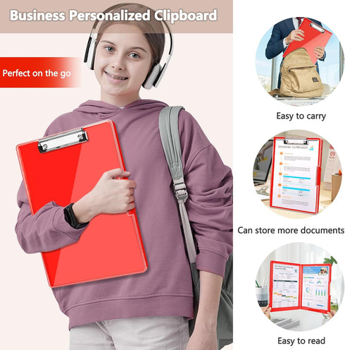 Clipboard with Storage,Heavy Duty Clip Boards 8.5x11 with 2 Storage Case,Clear Visible Top Panel Storage Clipboards,Side Opening Clip Boards,Nursi...