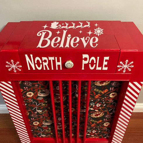 Christmas Stencils for Painting on Wood Reusable - Merry Christmas/ Let it Snow/ Believe/ Joy/ Santa/ Deer/ Tree Holiday Walls Crafts Canvas Floor...