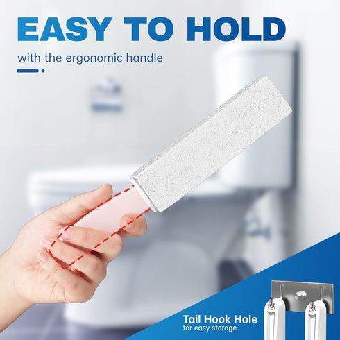 Vacplus Toilet Brush - Toilet Bowl Cleaners with Extra Long Handle, 100% Pumice Stone for Toilet Cleaning, Remove Limescale, Rust, Cleaning Suppli...