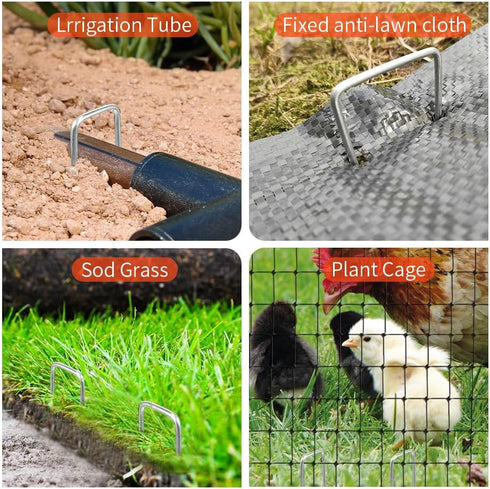 Landscape Staples, Galvanized Garden Stakes, U-Shaped Garden Staples, 20 Pcs 6 Inch 11 Gauge Plant Cover Stakes, Anti-Rust Ground Sod Pins Yard St...