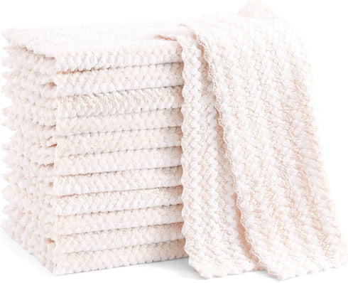 Homaxy 12 Pack Kitchen Dish Cloths, Ultra Soft and Absorbent Dish Towels, Reusable Fast Drying Microfiber Cleaning Cloth, Coral Velvet Wave Design...