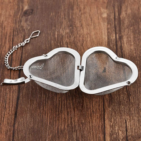 2pcs Stainless steel fine mesh seasoning ball kitchen soup spice stew filter kitchen tool metal tea bag tea ball (2pcs Heart Shape),Silver,5.5X6CM...