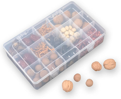 2 Pack Plastic Small Crafts Storage Boxes with Adjustable Dividers (15 Grid)...