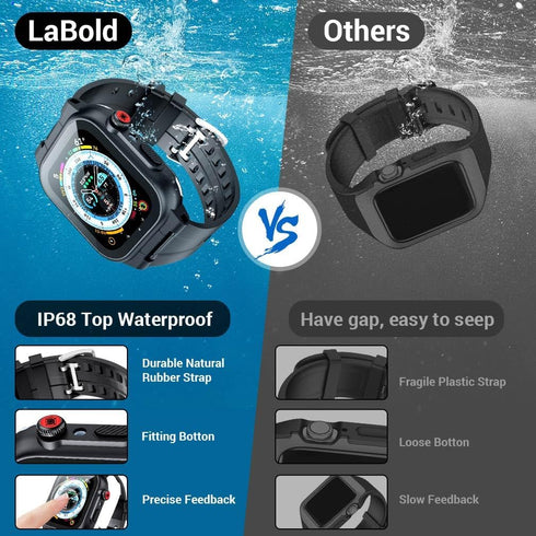for Waterproof Apple Watch Case 44mm 40mm 45mm 42mm 41mm 38mm, IP68 Waterproof Case with Band and Screen Protector for Apple Watch Series 8 7 6 5 ...