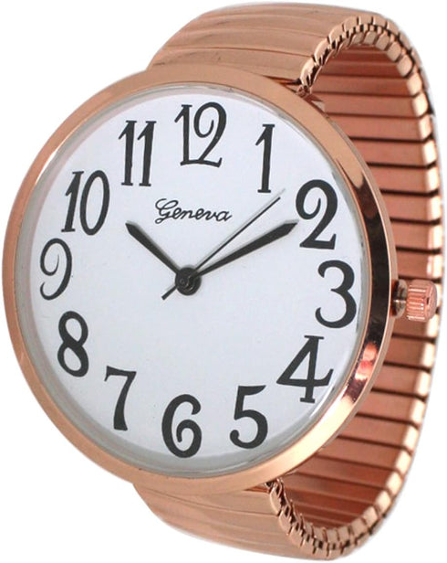 Geneva Super Large Stretch Watch Clear Number Easy Read (Rose Gold)...