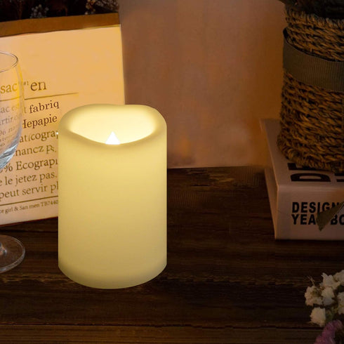 Outdoor Waterproof Flameless Candle with Timer Flickering Large Plastic Battery Operated LED Lantern Light Bright Electric Pillar for Outside Pati...