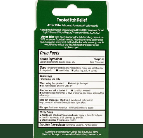 After Bite Advanced Formula - Itch Relief with Sodium Bicarbonate - Ideal for Mosquito & Fire Ant Bites, Bees & More - Portable Pen Applicator - 0...