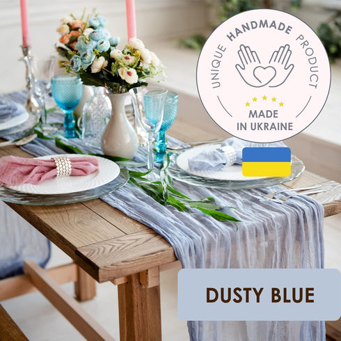 Dusty Blue Cheesecloth Table Runner 141 in Long, Blue Gauze Table Runner, Cheese Cloth for Wedding Decoration, Boho Baby Boho Baby Shower...