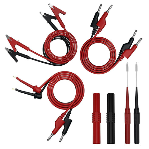 10 Pcs Multimeter Test Leads Kit With Double Ended Alligator,Insulated Clips,Banana Plug Test Leads,Test Probes 1000V 15A CAT III for Fluke,KAIWEE...