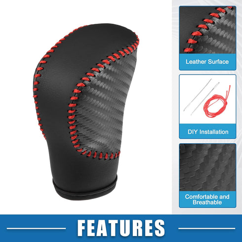 Gear Shift Lever Cover Automotive Interior Gear Shift Knob Trim for Honda Accord 10th Gen 2018-2022 Carbon Fiber Black Red Stitches...