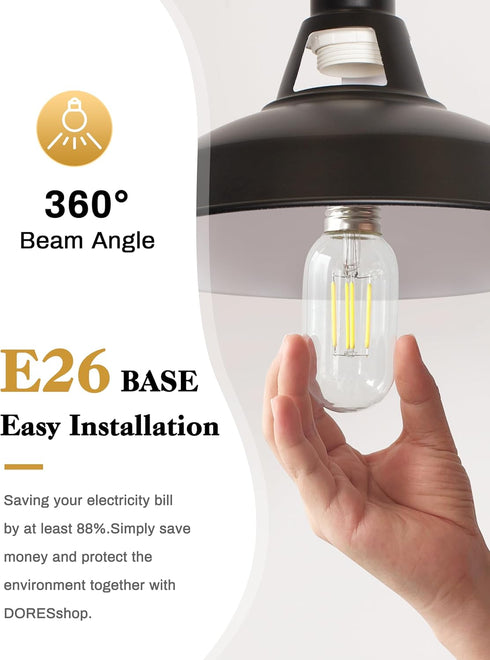 DORESshop 4 Pack LED Edison Bulbs, 4W Edison Light Bulbs, Antique LED Filament Bulbs 40W Equivalent, E26 Base,T45 LED Bulb with Clear Glass,Daylig...