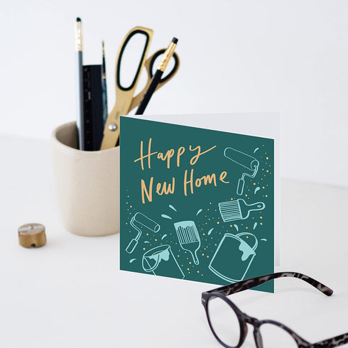 Old English Co. Paint Brush Happy New Home Card - Housewarming Card for Men and Women| Congratulations On Moving | Blank Inside & Envelope Include...
