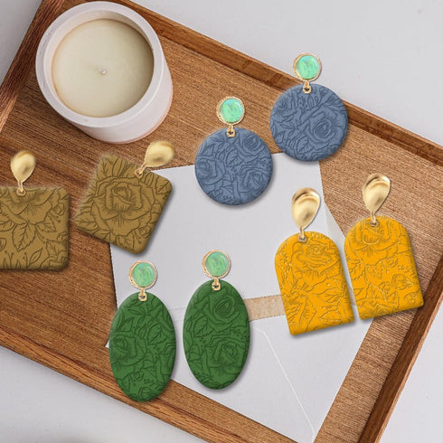 CHGCRAFT Polymer Clay Texture Sheets Rose Background Silicone Texture Stamp Sheets for Polymer Clay Texture Mat for Making Earrings Jewerly, Polym...