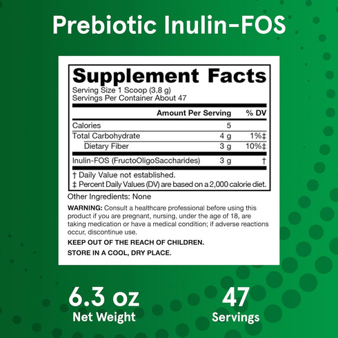 Jarrow Formulas Prebiotic Inulin FOS Prebiotic Fiber Supplement, 6.3 Oz, Prebiotics for Gut Health and Digestive Support, Approx. 47 Servings...