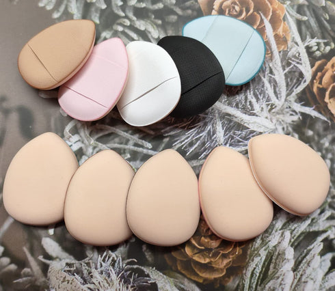 10 Pack Finger Powder Puff with Finger Holder Strap, Mini Fingertip Makeup Sponge Pad for Liquid Foundation, Cream, Concealer, Eye Shadow, Wet Dry...