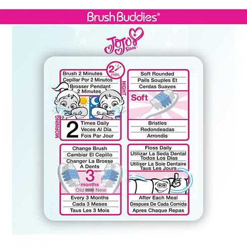 Brush Buddies Jojo Siwa Manual Toothbrush Pack, Multi-Colored, Battery Powered, Girls...