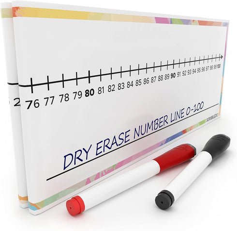 0-100 Dry Erase Number Line Board Double Sided 4 Feet Number Lines for Students with a Red & Black Dry Erase Marker Featuring 0-100 Number Line on...