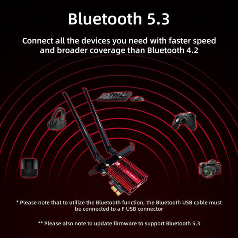 WiFi 6E AXE5400 PCIe WiFi Card Intel AX210 Chipset with Bluetooth 5.3 Adapter Tri-Band 2.4G/5G/6GHz 5374Mbps PCI Express Wireless Network Card for...