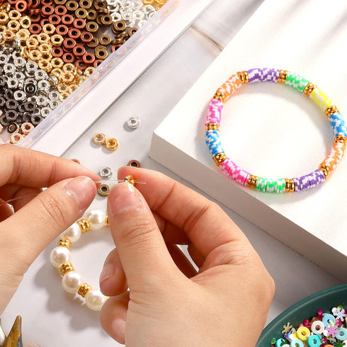 800 Pcs 6mm Flat Gold Beads Flat Round Spacer Beads for Bracelets Making Round Rondelle for Jewelry Making Spacer for Necklaces DIY(Mixed Color)...