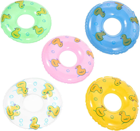 Mini Swimming Ring: Cute Duck Decorative Dollhouse Accessories Photo Props for Summer Sport Theme Decor 3.34in5pcs...
