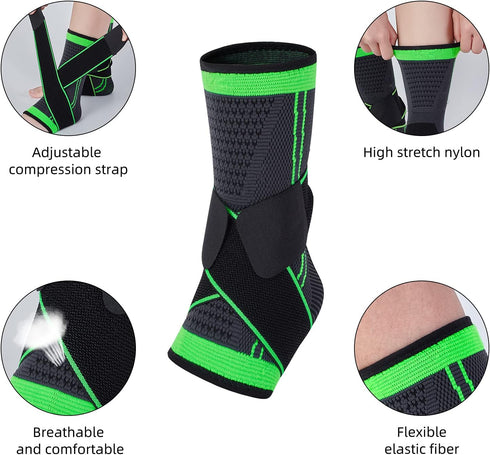 Ankle Support Braces (1Pair), Breathable Ankle Compression Sleeves with Adjustable Wrap,Elastic Ankle Brace Stabilizer for Plantar Fasciitis,Achil...