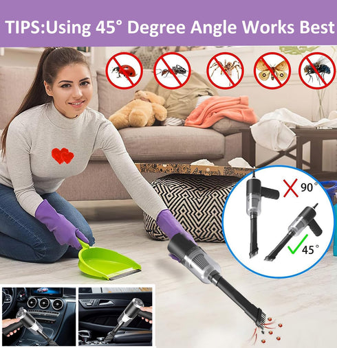 Portable Cordless Handheld Vacuum 9000PA Wet Dry Vacuum Cleaner for Car Office Pet and Home Lightweight Cleaner Insect Spider Stink Bug Cockroach ...