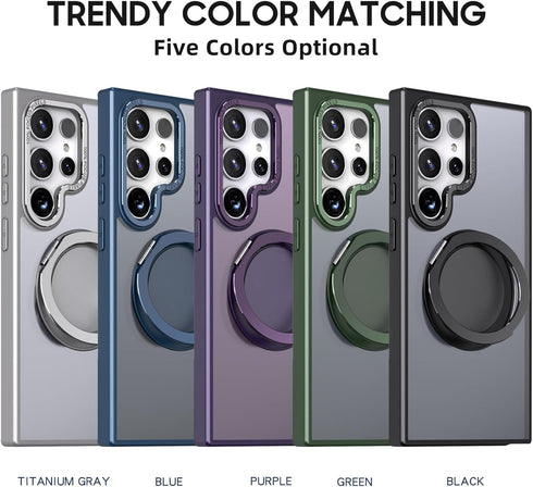 360° Rotation Magnetic Stand for Samsung Galaxy S22 Ultra/S23 Ultra Case with 2 Screen Protectors, Compatible with Magsafe, Military-Grade Drop Pr...