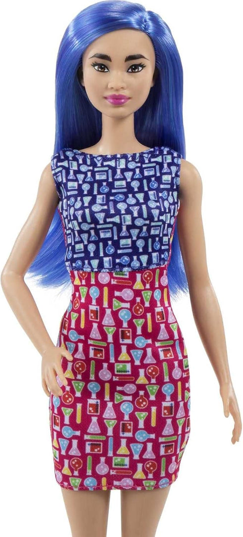 Barbie Careers Fashion Doll & Accessory, Scientist with Blue Hair Wearing Lab Coat & Flats with Microscope...