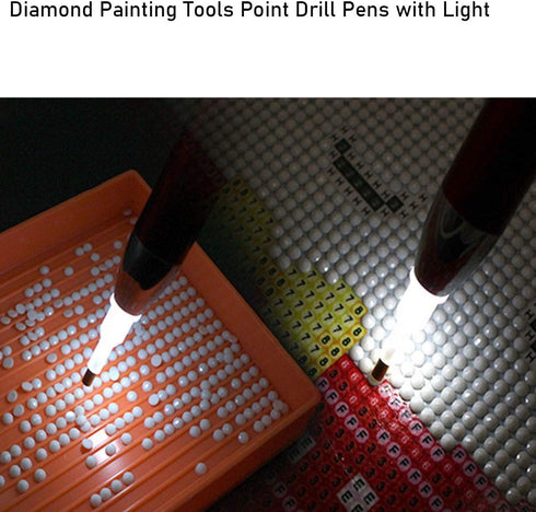 VAVCASE diamond art painting Pen with Light - 3PCS Diamond Dots Painting Tools -Lighting diamond art painting Tools 4 Pen Heads, Storage Bag-Nail ...