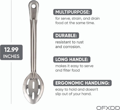 Perforated Stainless Steel Spoon - Serving Slotted Spoons for Restaurant - Large Metal Commercial Tablespoon for Cooking 3 Pcs...