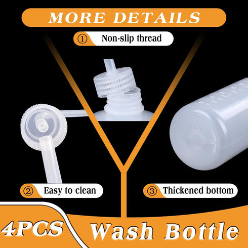 Tattoo Wash Bottles 4Pcs 250ml Safety Cleaning Bottle Watering Tool Plastic Squeeze Bottle for Medical Lab, Tattoo Supplies, Plant Irrigation Sque...
