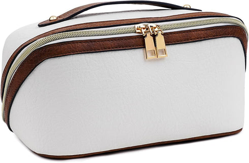 Stylish Makeup Bag Organizer Travel Case for Women Cosmetic Bag for Toiletries and Makeup Waterproof Leather Cosmetic Bag Perfect Fit Home or on t...