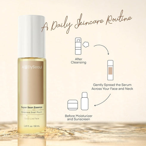 Bean Essence Face Repair Serum: Facial Hydrating & Glowing Botanical Snail Mucin for Glass-Like Skin from Korean Skincare, 1.69 fl. oz / 50mL...
