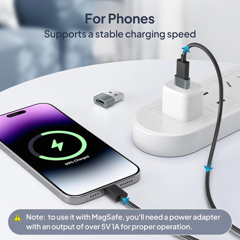 Basesailor USB to USB C Adapter 3Pack,Type C Female to A Male Car Charger USBC Car Converter for iPhone 17 16 16e 15 14 Pro Max,iWatch 10,iPad 9 A...