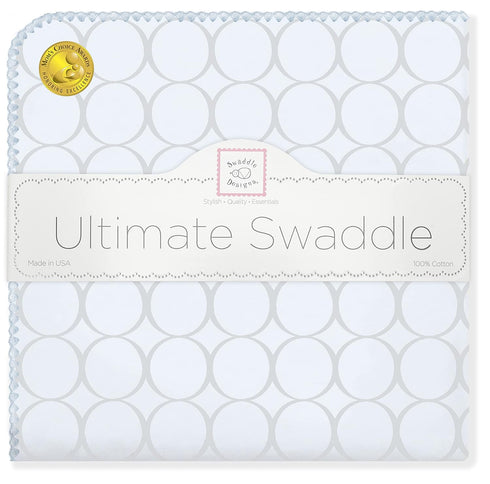 SwaddleDesigns Large Receiving Blanket, Ultimate Swaddle for Baby Boys, Softest US Cotton Flannel, Best Shower Gift, Made in USA, Sterling Mod Cir...