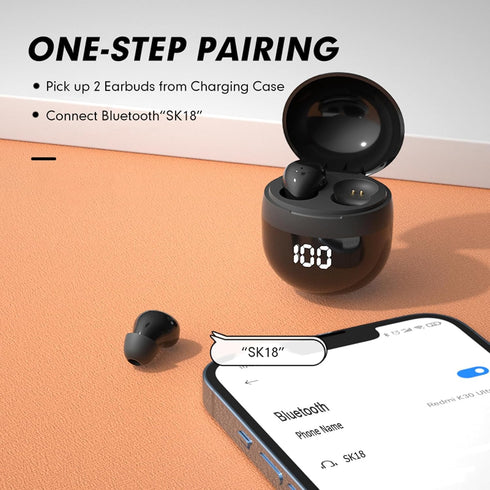 Invisible Mini Earbuds Wireless Bluetooth, Low Profile Micro Smallest Tiny Discreet Hidden Earbuds for Work, Small Headphones, Invisible Sleep Wir...