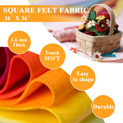 White Felt Fabric 36" X 36"(1 Square yard), 1.6mm Thick Soft and Durable Flexible Craft Felt by The Yard for Sewing DIY Art Craft Project Decorati...