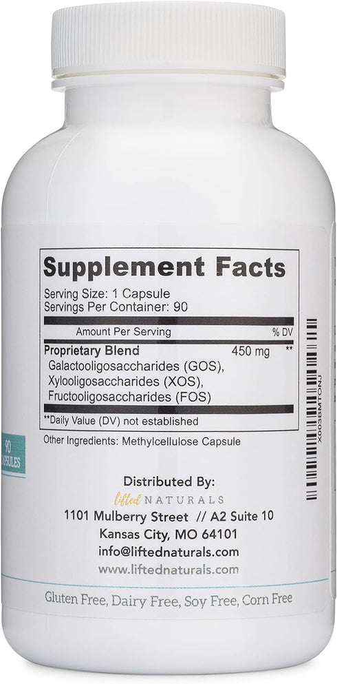 Lifted Naturals Mood Prebiotic Prebiotic Fiber Supplement - 90 Capsules - Features Prebiotic GOS, Plus Prebiotic XOS and FOS - Natural Mood, Immun...
