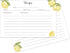 Heart&Berry Lemon Recipe Cards 4x6 Double Sided - Set Of 50 Thick Recipe Cards...