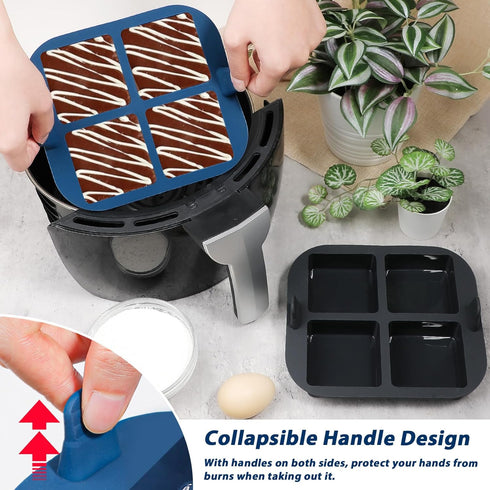 Webake Silicone Air Fryer Brownie Pan for Baking, Nonstick 2.6" Square Silicone Mold for S'mores, Cake Puck, Muffin, 4-Cavity Set of 2...